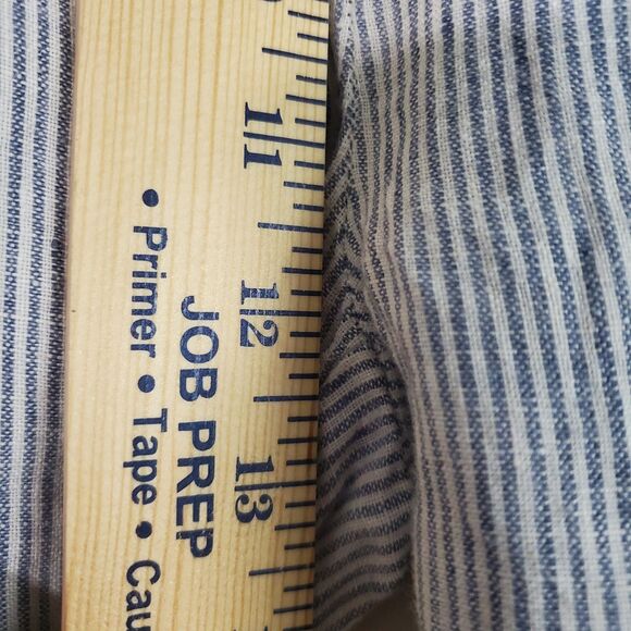 Quince Women's Pants Large Blue White Striped Linen Wide Leg Coastal Lagenlook - Picture 10 of 14